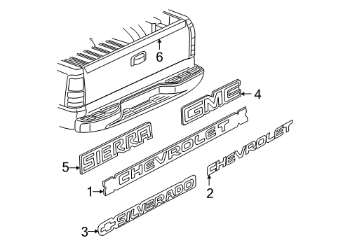 2005 Chevy Silverado 2500 HD Exterior Trim - Pick Up Box Diagram 4 - Thumbnail