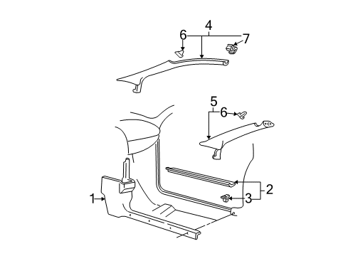 1995 Chevy Camaro Interior Trim - Pillars Diagram 2 - Thumbnail