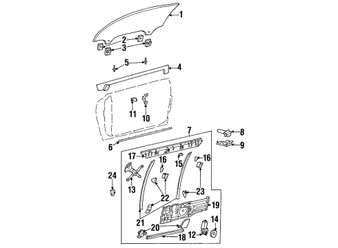 1996 Oldsmobile Aurora Door Glass Retainer, Front Diagram for 25608746