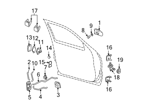 2005 Chevy Silverado 2500 HD Front Door - Lock & Hardware Diagram