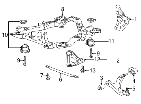 2012 Chevy Captiva Sport Engine Cradle Front Bushing Diagram for 25866474