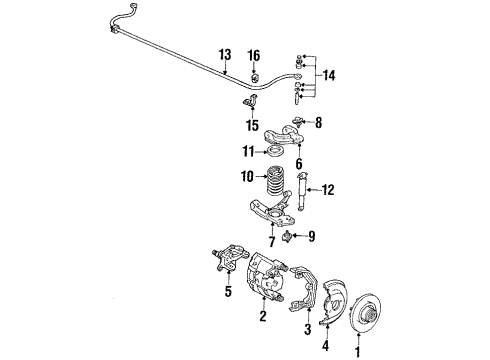 1985 Pontiac Fiero Coil Spring, Front Diagram for 14034238