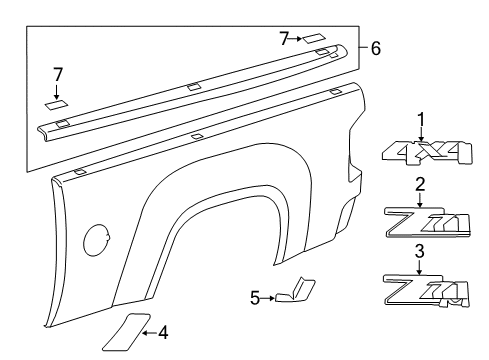 2012 Chevy Silverado 2500 HD Exterior Trim - Pick Up Box Diagram 4 - Thumbnail