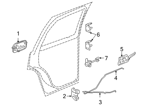 2005 Chevy Silverado 2500 HD Rear Door - Lock & Hardware Diagram