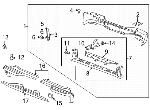 2007 Chevy Avalanche Bumper & Components - Rear Diagram 2 - Thumbnail