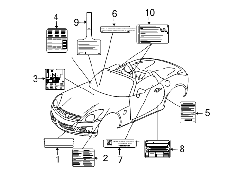 2008 Saturn Sky Caution Label Diagram for 15188983