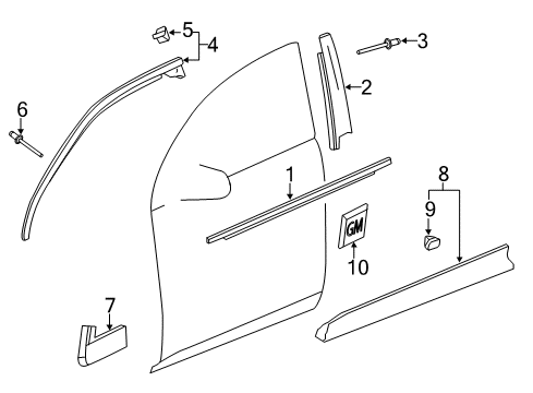 2013 Chevy Equinox Exterior Trim - Front Door Diagram