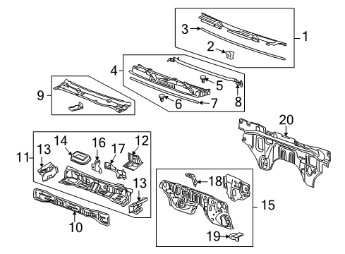 2009 Hummer H3T Lower Panel Upper Clip, Front Diagram for 15326410