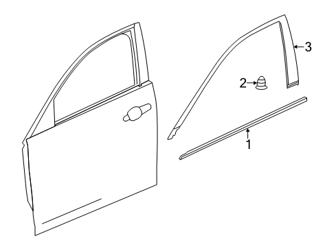 2019 Cadillac CTS Exterior Trim - Front Door Diagram