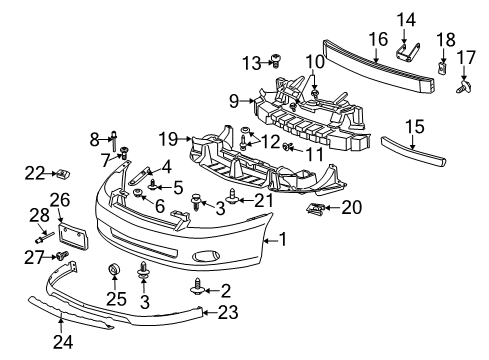 2006 Chevy Monte Carlo Bumper & Components - Front Diagram