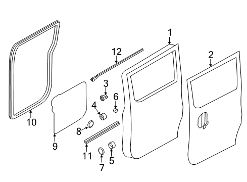 2016 Chevy City Express Lower Weatherstrip, Rear Diagram for 19316923