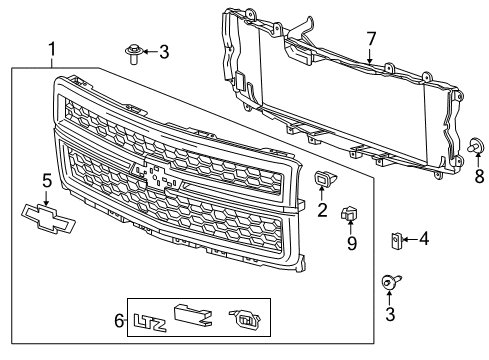 2014 Chevy Silverado 1500 Emblem, Gold Insert Diagram for 22786809
