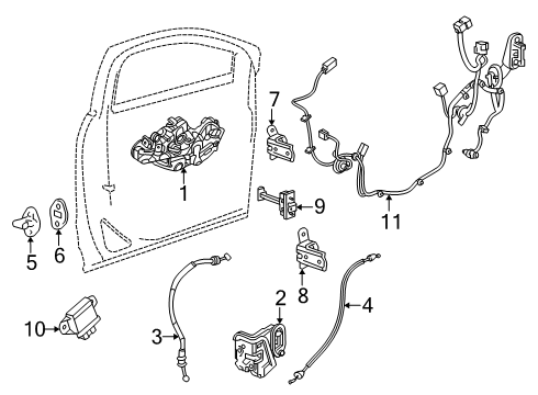 2025 Chevy Equinox EV Front Door - Lock & Hardware Diagram