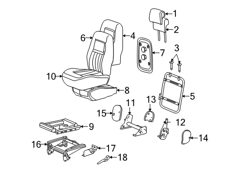 2008 Chevy Uplander Seat Back Cover, Gray, Rear Driver Side Diagram for 19149317