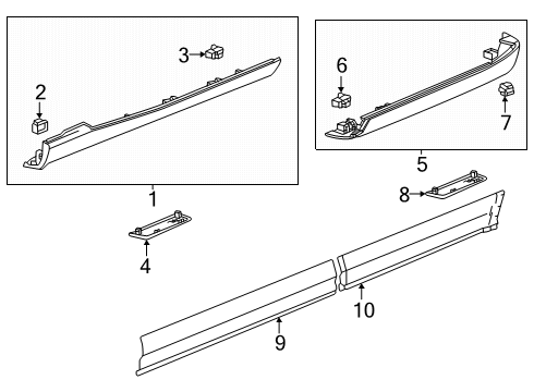 2025 Cadillac ESCALADE IQ Exterior Trim - Pillars Diagram
