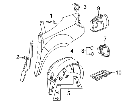 2003 Saturn Ion Quarter Panel & Components Diagram