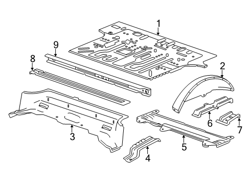 2016 Chevy Tahoe Rear Floor & Rails Diagram