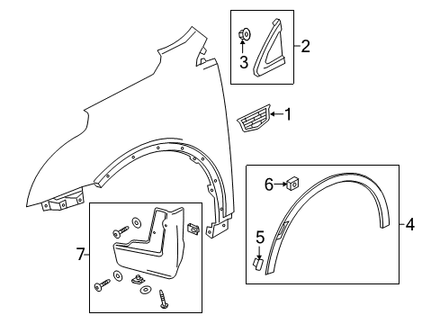 2024 Cadillac XT5 Exterior Trim - Fender Diagram