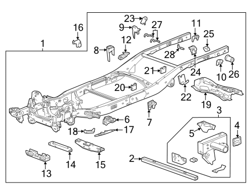 2025 GMC Canyon Shock Bracket, Rear Upper Driver Side Diagram for 85654516