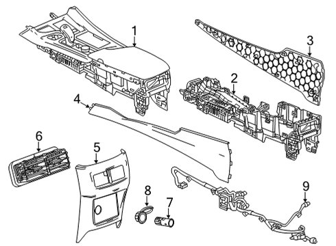 2023 Cadillac CT5 Console Base, Front Diagram for 84759935
