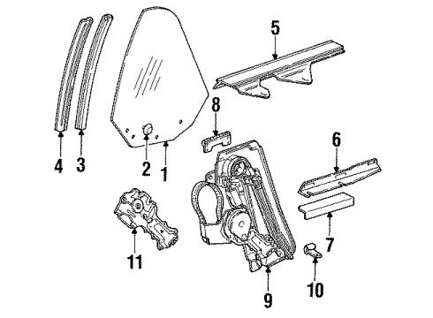 1991 Chevy Cavalier Glass & Hardware - Quarter Panel Diagram 2 - Thumbnail