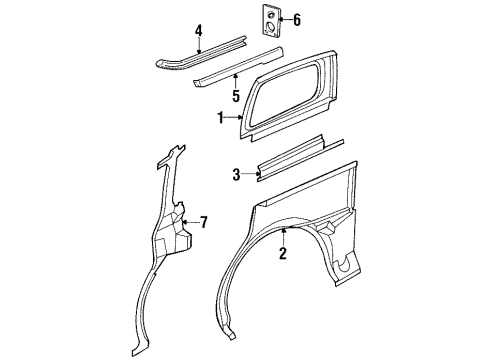 1998 Oldsmobile Silhouette Side Panel & Components Diagram 2 - Thumbnail