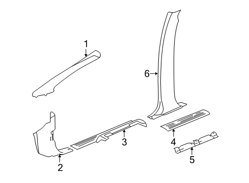 2003 Chevy Avalanche 1500 Interior Trim - Pillars Diagram