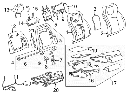 2011 Cadillac CTS Passenger Seat Components Diagram 4 - Thumbnail