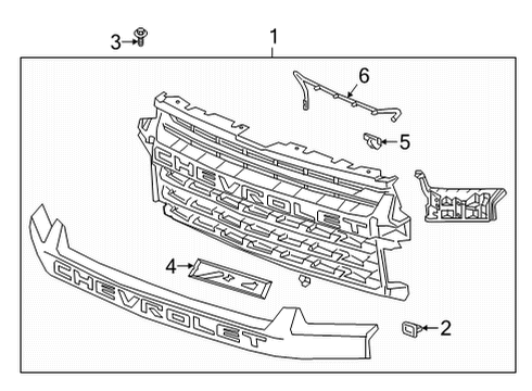 2023 Chevy Silverado 3500 HD Grille, Black, Front Diagram for 84960931