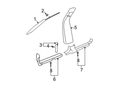 1998 Buick Park Avenue Interior Trim - Pillars Diagram