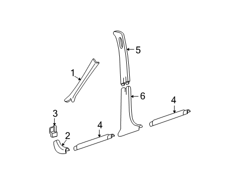 1997 Buick Century Interior Trim - Pillars Diagram
