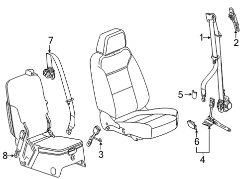 2021 Chevy Tahoe Center Buckle, Jet Black Diagram for 84779460