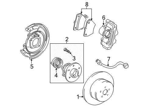 2006 Pontiac Vibe Backing Plate Diagram for 88971184