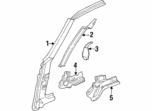 1992 Pontiac Sunbird Reinforcement, Passenger Side Diagram for 20439282