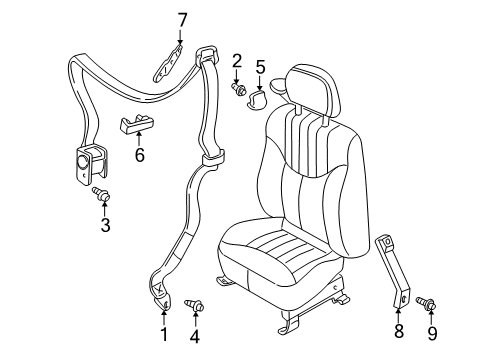 2002 Oldsmobile Alero Seat Belt Assembly Mount Bolt Diagram for 11589005