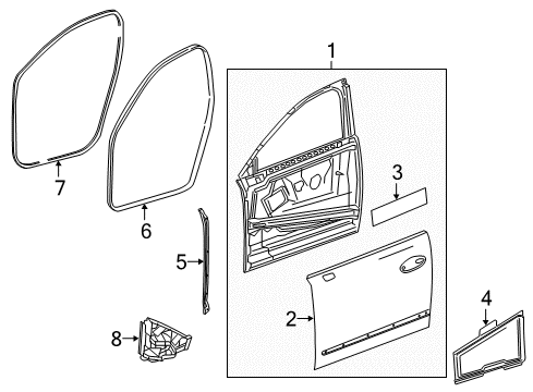 2018 Buick LaCrosse Door Weatherstrip, Driver Side Diagram for 22973970