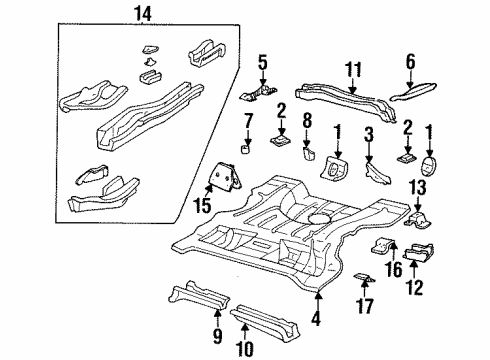 1997 Cadillac DeVille Rear Floor & Rails Diagram