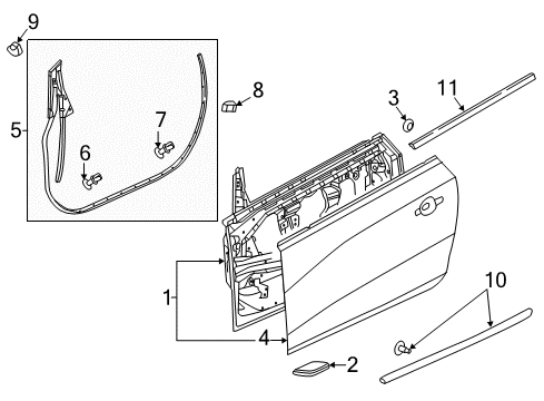 2016 Buick Cascada Door Weatherstrip Retainer, Front, Plastic Diagram for 11611342