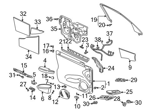 2005 Cadillac DeVille Interior Trim - Front Door Diagram