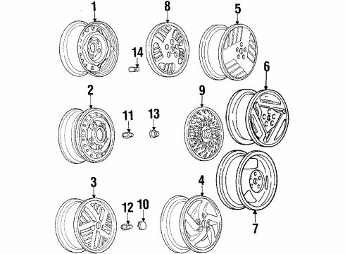1995 Pontiac Grand Am Hub Cap Diagram for 9592429