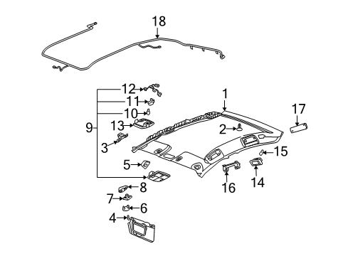 2007 Buick LaCrosse Interior Trim - Roof Diagram 2 - Thumbnail