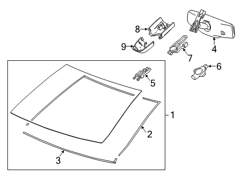 2018 Cadillac ATS Glass - Windshield Diagram 4 - Thumbnail
