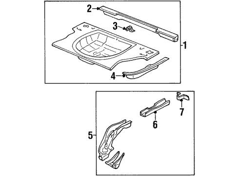 1998 Oldsmobile Cutlass Rear Floor & Rails Diagram
