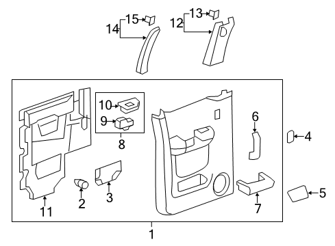 2012 Chevy Silverado 2500 HD Interior Trim - Rear Door Diagram 7 - Thumbnail