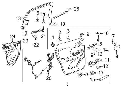 2020 GMC Acadia Switch Panel, Passenger Side Diagram for 23446530