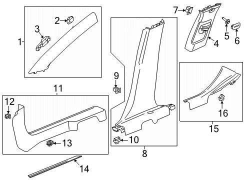 2024 Buick Envision Interior Trim - Pillars Diagram