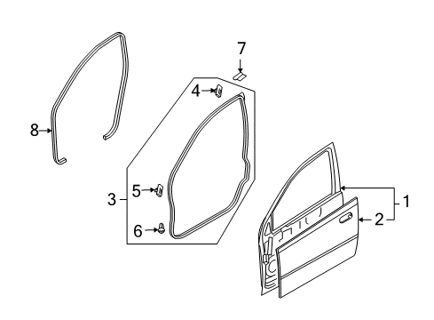 2009 Pontiac G3 Door Shell Diagram for 96897589