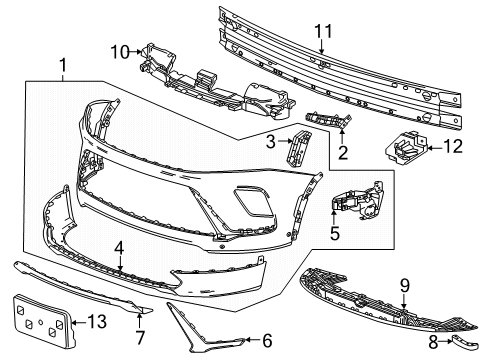 2025 Buick Enclave Fascia, Front And Rear Bumper/Fascia Face Diagram for 26589934