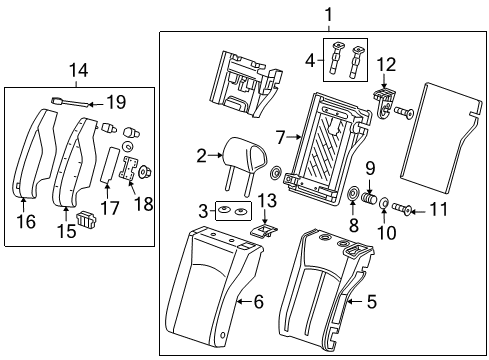 2011 Chevy Cruze Seat Back Cover, Black Diagram for 95970932