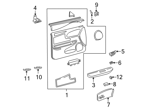 1999 Buick Regal Trim Panel, Red, Front Diagram for 10409693